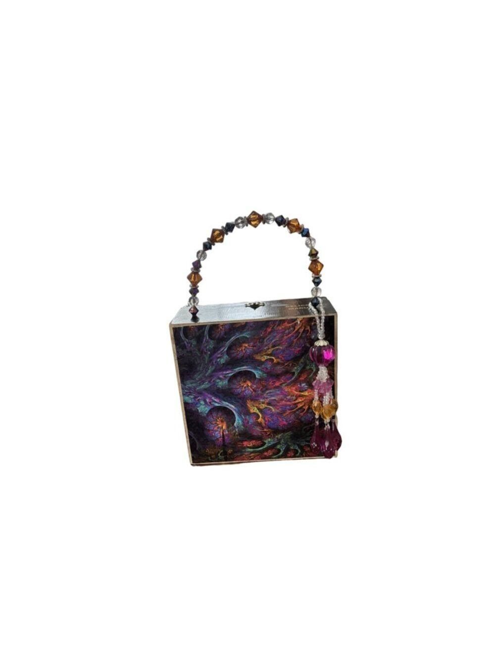 Women's Unbranded Black Purple Beaded Clutch One Size - Picture 1 of 8